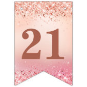 Bannière À Fanions Chic Blush Rose Holo Parties scintillant Anniversa (Premier drapeau)