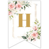 Bannière À Fanions Chic fleurs rousses eucalyptus or 16e anniversaire (Premier drapeau)