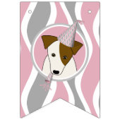 Bannière À Fanions chien de fille thème anniversaire rose gris rayure (Troisième drapeau)