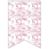 Bannière À Fanions Chinoiserie rose Baby shower Toile de Jouy (Deuxième drapeau)