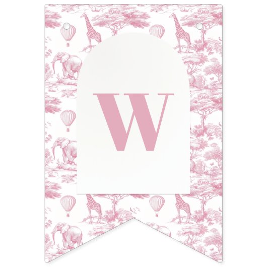 Bannière À Fanions Chinoiserie rose Baby shower Toile de Jouy (Troisième drapeau)