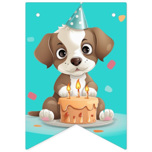 Bannière À Fanions Chiot d'anniversaire (Deuxième drapeau)