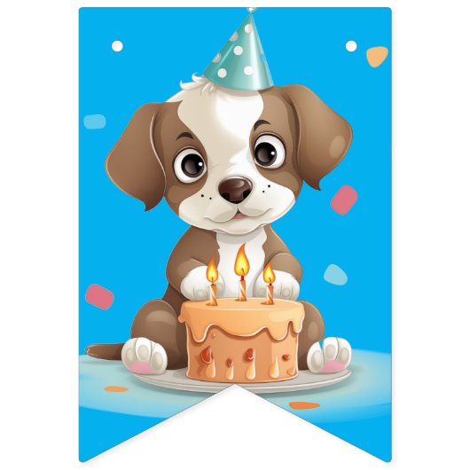 Bannière À Fanions Chiot d'anniversaire (Premier drapeau)