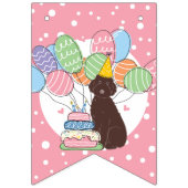 Bannière À Fanions Chocolat Brown Aussiedoodle Bonne fête d'anniversa (Premier drapeau)