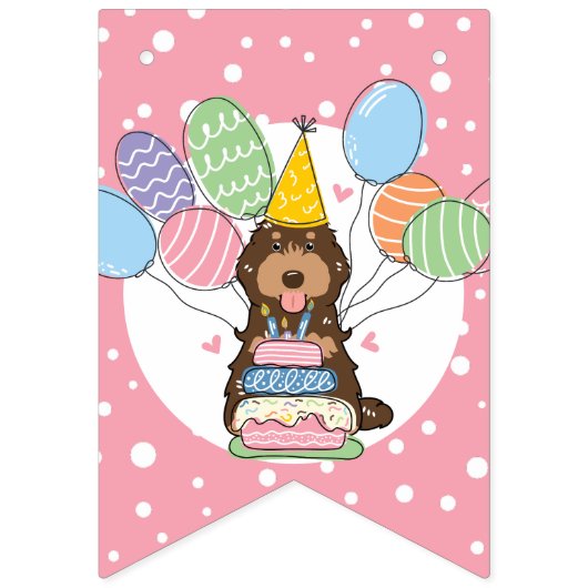 Bannière À Fanions Chocolat Tan Cockapoo Chien Cavapoo Anniversaire (Premier drapeau)