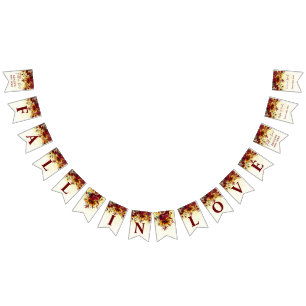 Bannière À Fanions Chute d'amour tournesol bordeaux douche nuptiale