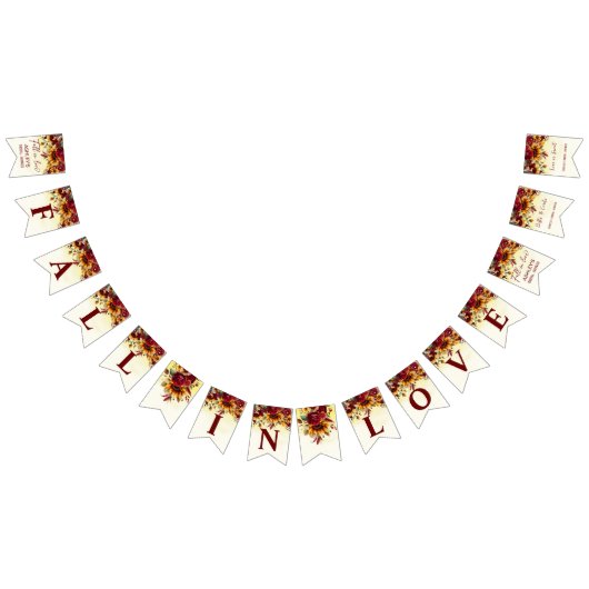 Bannière À Fanions Chute d'amour tournesol bordeaux douche nuptiale (Tout)