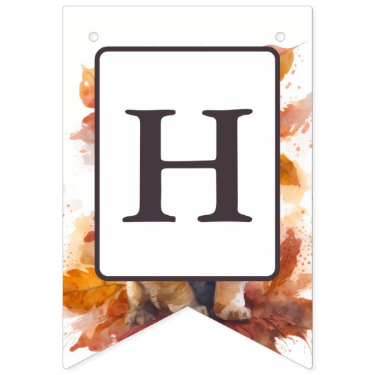 Bannière À Fanions Chute Vibes Aquarelle Chiot - Anniversaire (Deuxième drapeau)