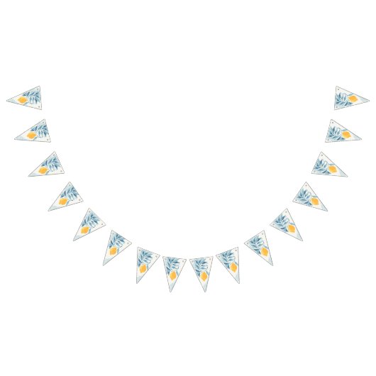 Bannière À Fanions Citron avec illustration botanique feuille bleue (Tout)