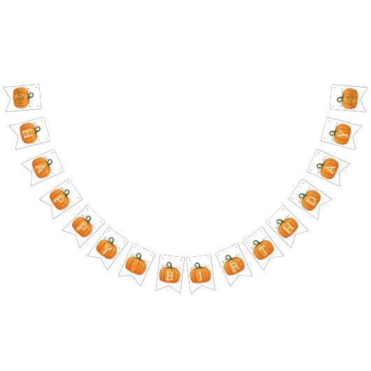 Bannière À Fanions Citrouille orange de chute d'aquarelle (Tout)