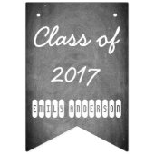 Bannière À Fanions Classe de 2017 Noir Blanc Chalkboard Typographie (Deuxième drapeau)