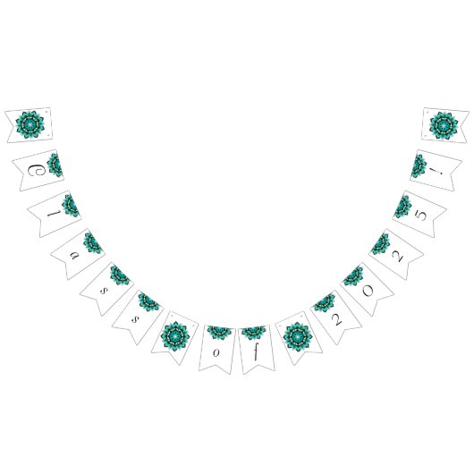 Bannière À Fanions Classe de 2025 ! Mandala en aqua (Tout)