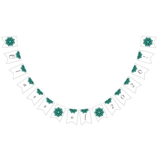 Bannière À Fanions Classe de 2026 ! Mandala en aqua (Tout)