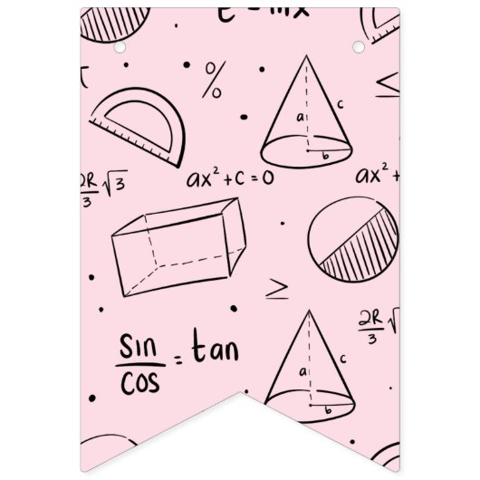 Bannière À Fanions Classe mathématique | Décor rose Noir & Doux (Deuxième drapeau)
