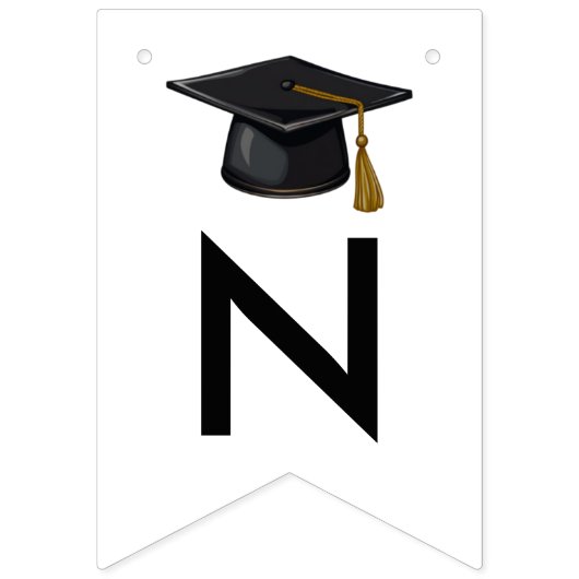 Bannière À Fanions Classe moderne de 2025 Black Script Graduation (Troisième drapeau)