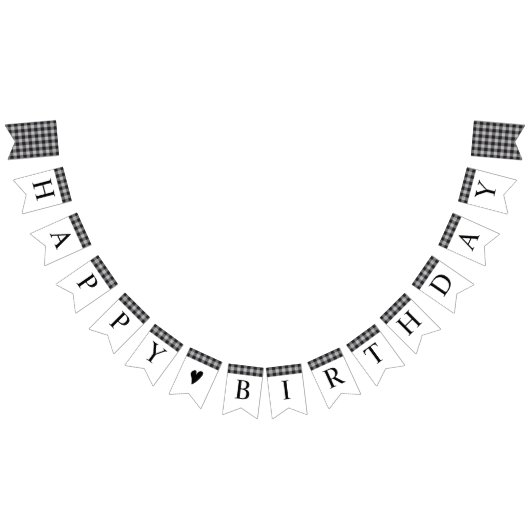 Bannière À Fanions Classic Buffalo Plaid Check Noir Blanc Anniversair (Tout)