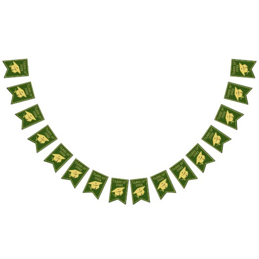 Bannière À Fanions Classy Stylish Gold sur Green Graduation Party (Tout)