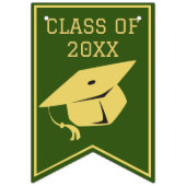 Bannière À Fanions Classy Stylish Gold sur Green Graduation Party (Premier drapeau)