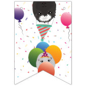 Bannière À Fanions Cochons et ballons de Guinée mignons Anniversaire (Premier drapeau)