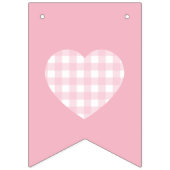 Bannière À Fanions Coeur En vichy rose et rouge (Deuxième drapeau)