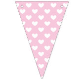 Bannière À Fanions Cœurs Classiques Blanc - Rose Clair (Troisième drapeau)