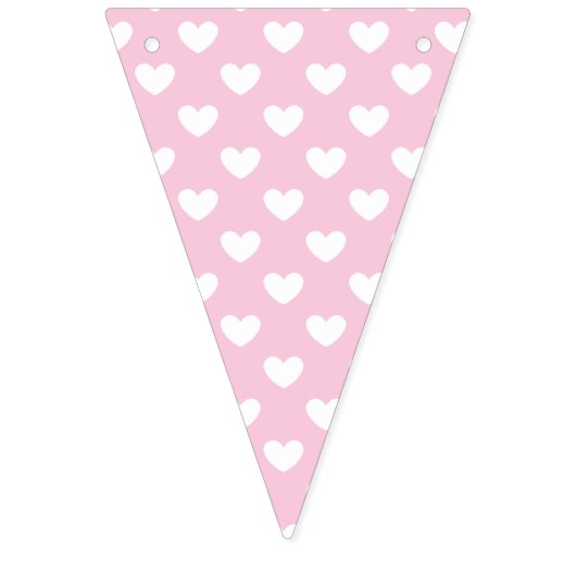 Bannière À Fanions Cœurs Classiques Blanc - Rose Clair (Premier drapeau)