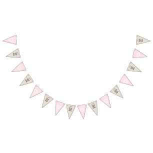 Bannière À Fanions Cœurs rose beige fille fête de mariage PERSONNALIS