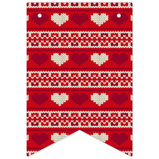 Bannière À Fanions Coeurs tricot sans couture motif 1 + vos idées (Deuxième drapeau)