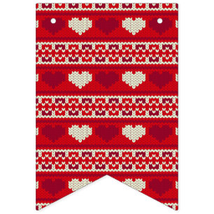Bannière À Fanions Coeurs tricot sans couture motif 1 + vos idées