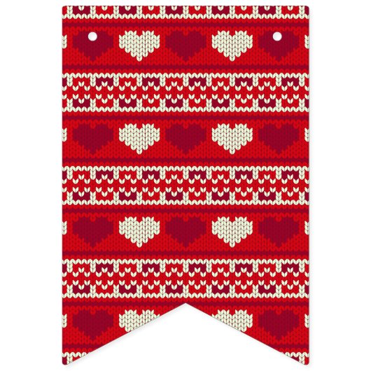 Bannière À Fanions Coeurs tricot sans couture motif 1 + vos idées (Premier drapeau)