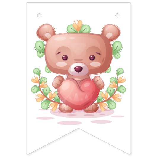 Bannière À Fanions Collection Coeur d'ours - Bleu (Deuxième drapeau)