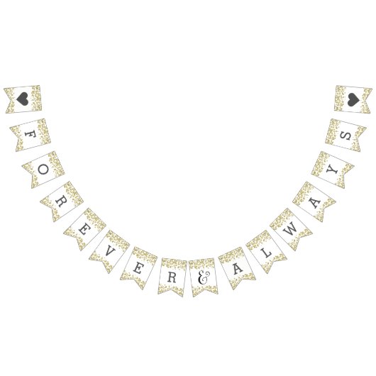 Bannière À Fanions Confetti blanc & or Mariage pour toujours (Tout)