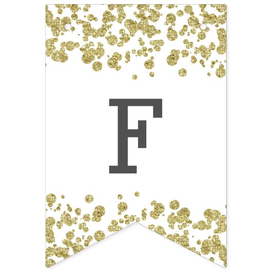 Bannière À Fanions Confetti blanc & or Mariage pour toujours (Deuxième drapeau)