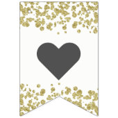 Bannière À Fanions Confetti blanc & or Mariage pour toujours (Premier drapeau)