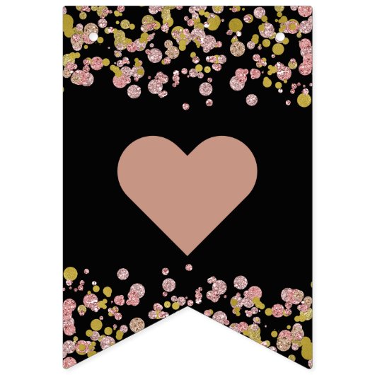 Bannière À Fanions Confetti Sparkle Rose Gold Mariage pour toujours (Premier drapeau)
