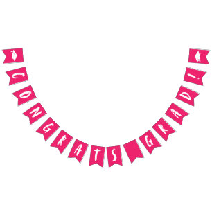Bannière À Fanions Congrats Modernes Grad Hot Pink Graduation