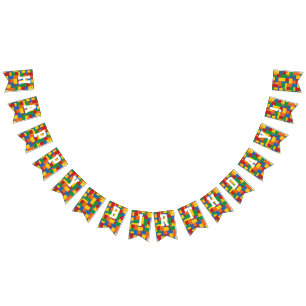 Bannière À Fanions Construction Blocs Anniversaire