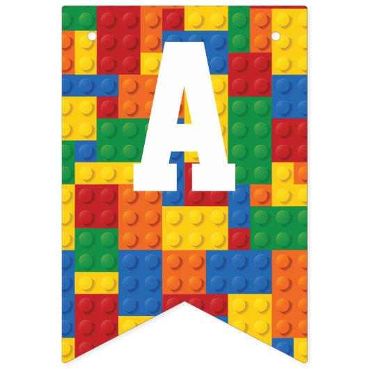 Bannière À Fanions Construction Blocs Anniversaire (Deuxième drapeau)