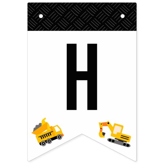 Bannière À Fanions Construction Camions Thème Anniversaire (Premier drapeau)