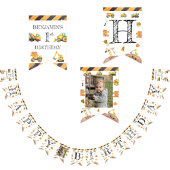 Bannière À Fanions Construction Camions Thème Anniversaire