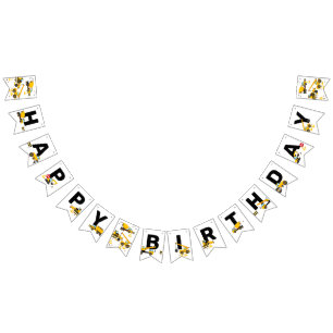 Bannière À Fanions Construction Enfants Bonne fête d'anniversaire