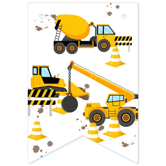 Bannière À Fanions Construction Enfants Bonne fête d'anniversaire (Premier drapeau)