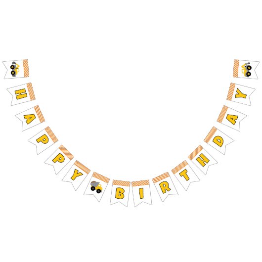 Bannière À Fanions Construction Truck Birthday Party Invitation (Tout)