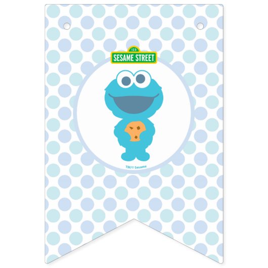 Bannière À Fanions Cookie Monster | Premier anniversaire du bébé (Premier drapeau)