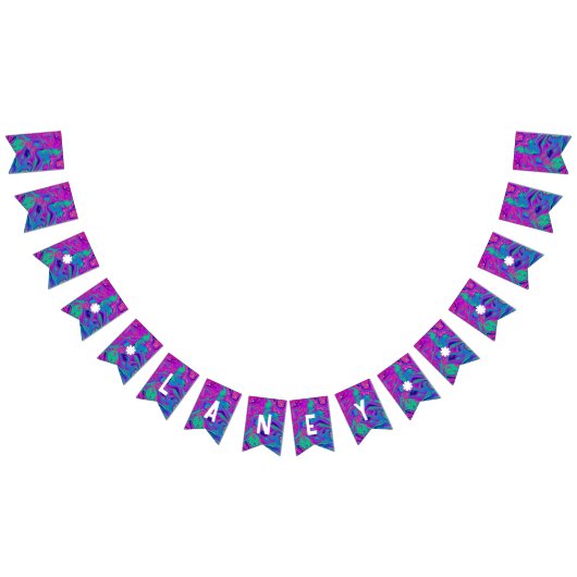 Bannière À Fanions Cool Turquoise Parties scintillant rose fille Anni (Tout)