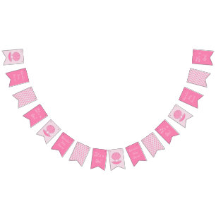 Bannière À Fanions Coquille d'huîtres pour fille rose et Baby shower