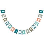 Bannière À Fanions Corail bleu personnalisé Vert Joyeux anniversaire (Tout)