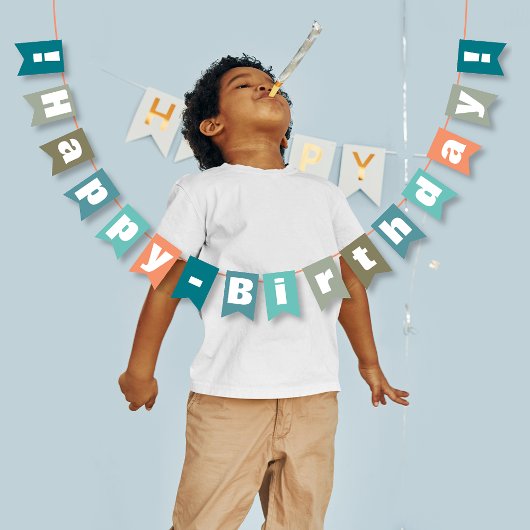 Bannière À Fanions Corail bleu personnalisé Vert Joyeux anniversaire