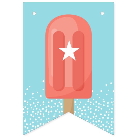 Bannière À Fanions Corail et rose Popsicle d'été Joyeux anniversaire (Premier drapeau)