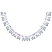 Bannière À Fanions Couleur d'eau mignonne violet et turquoise anniver (Tout)